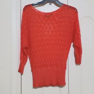 Orange-Salmon color, crochet top. Size S. Forever 21